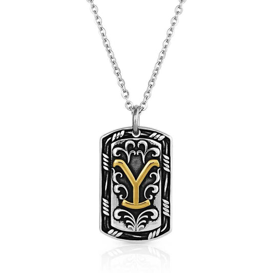 Montana Silversmiths Yellowstone Strong Dog Tag Necklace