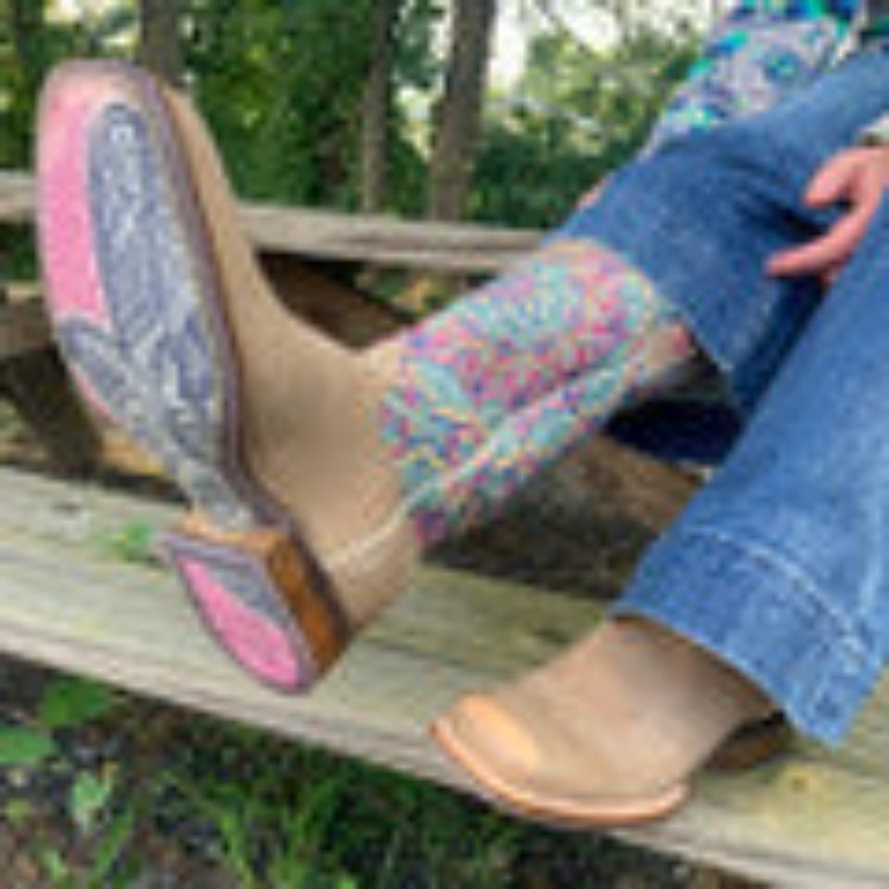 Tin Haul Women's Anniversary Inner Peace Square Toe Western Cowboy Boot