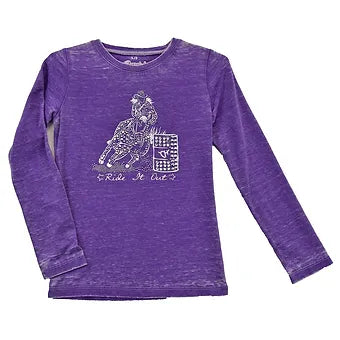 Cowgirl Hardware Youth Girl's Purple Barrel Racer Long Sleeve Shirt