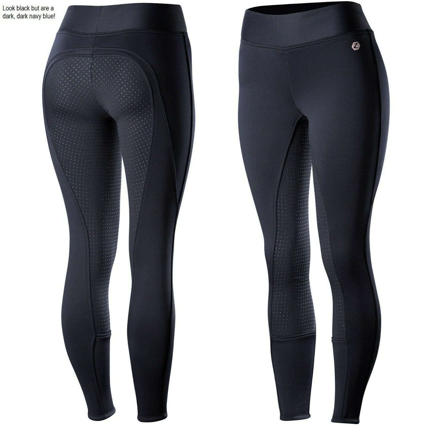 Horze Womens Full Seat Navy Blue Silicone Fleece Lined Riding Winter Pants 36610