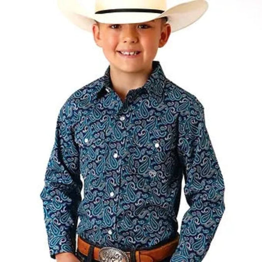 Boy's Purple Sage Paisley Western Shirt