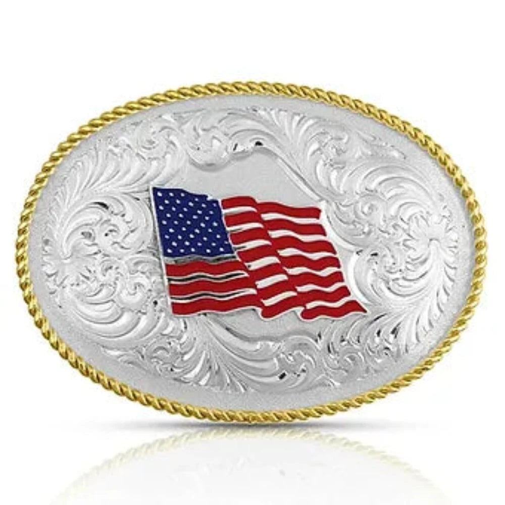 Montana Silversmiths 'Fly Free' USA Flag Belt Buckle