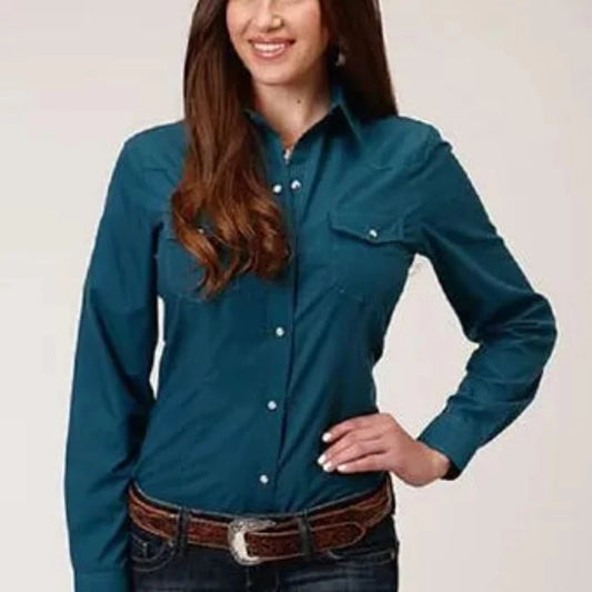 Women's Roper Deep teal SOLID BROADCLOTH WESTERN SHIRT