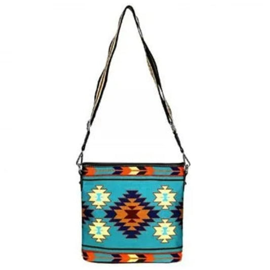 Montana West Teal Aztec Print Crossbody Purse