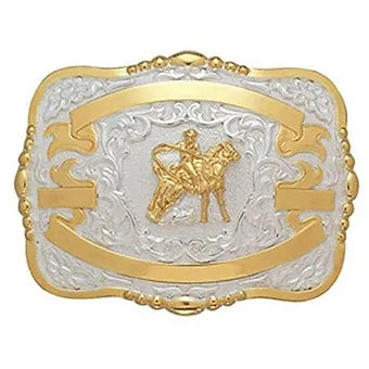 Crumrine Silver & Gold Calf Roping Roper Belt Buckle