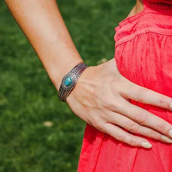 Montana Silversmith Cuff Bracelet w/ Oval turquoise stone