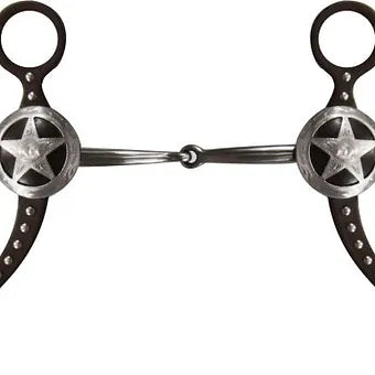 5 1/4" Brown Steel with Texas Stars Snaffle Show Bit