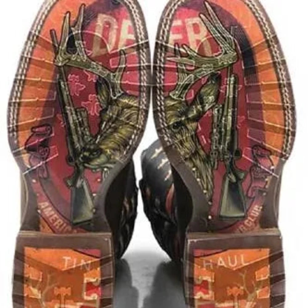 Men's Tin Haul 'OPEN SEASON' COWBOY BOOTS w/ Deer Hunter Sole