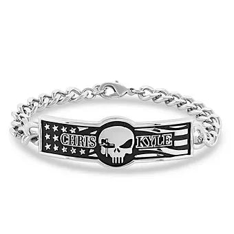 Montana Silversmiths Men's Chris Kyle Link Bracelet w/ Skull & Flag