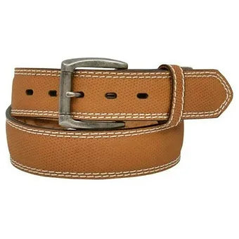 3D Belt Co. Men's Genuine Leather Tan Imprint Belt w/ Double stitching