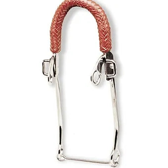 Chrome Plated Braided Leather Hackamore Bit w/ 9" Cheeks Slobber bar Band Horse