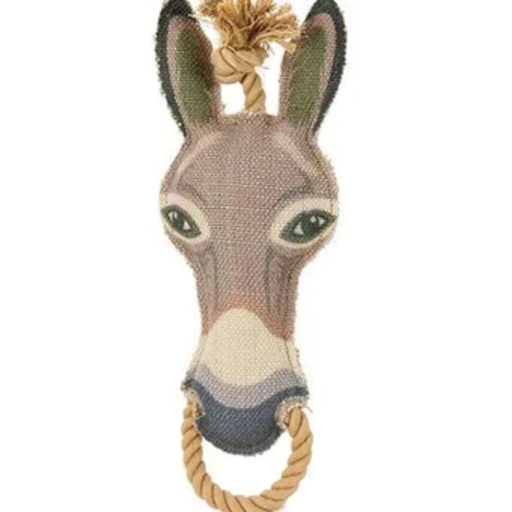 Burlap Buddy Donkey Chew Dog Toy w/ 24" Hidden Rope