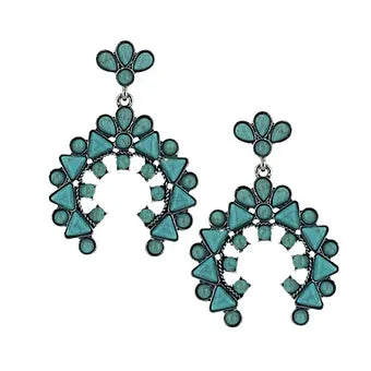 Attitude Jewelry Turquoise Blue Squash Blossom Earrings