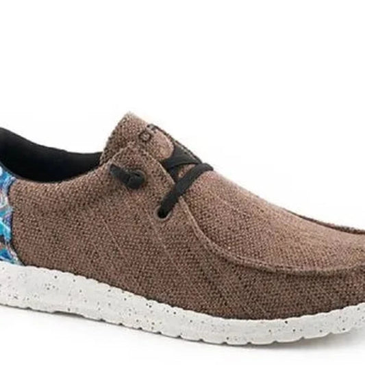 Youth Little Kids Brown 'HANG LOOSE' SLIP ON SHOES w/ Aztec