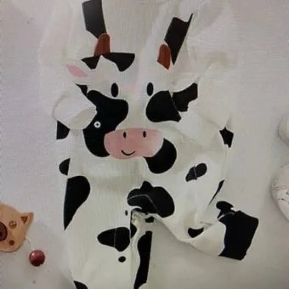 Infant baby White & black BABY COW JUMPSUIT w/ Overalls suspenders