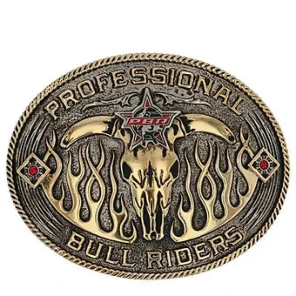 Montana Silversmiths' Professional Bull Riders PBR Open Flames Skull Belt Buckle
