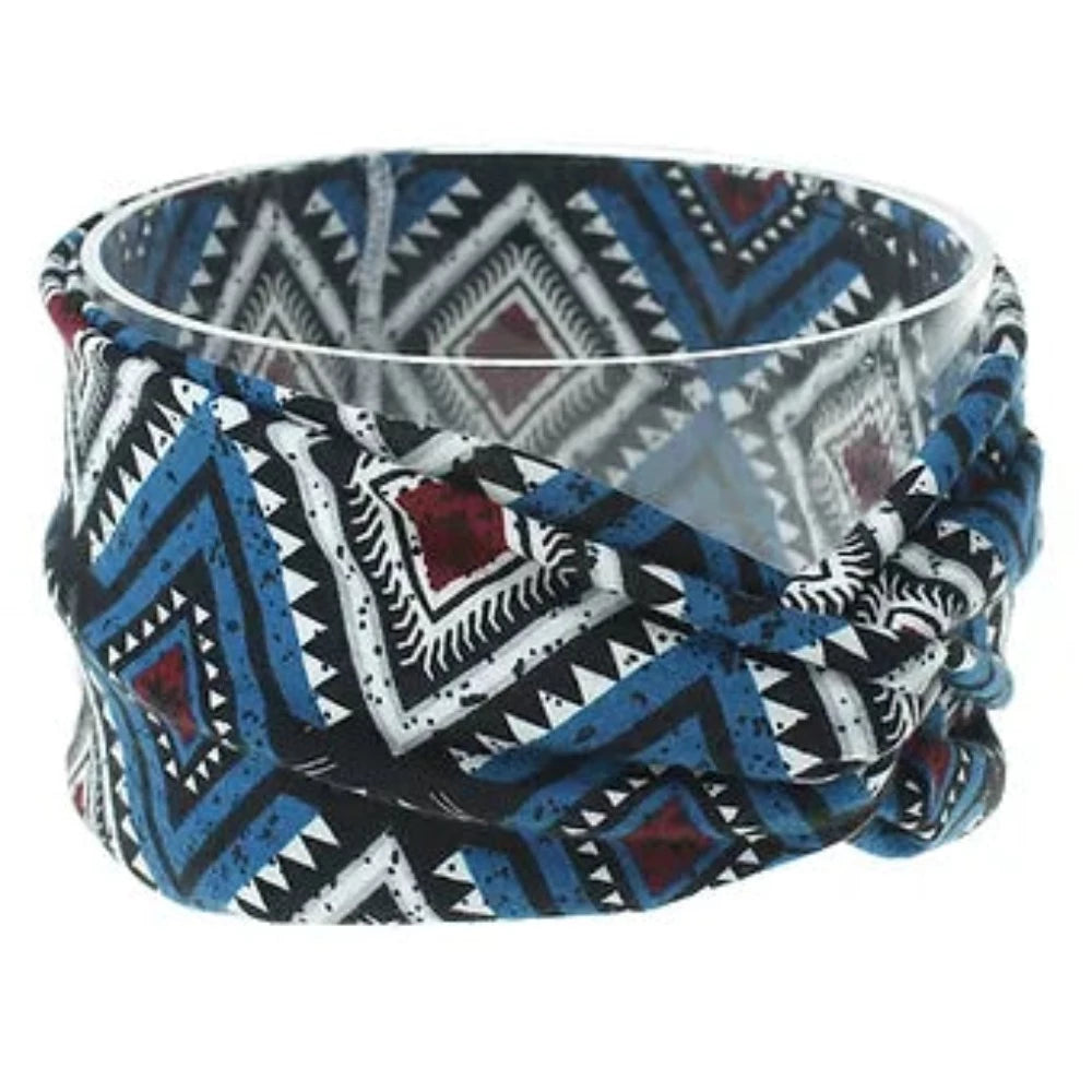 Blue Tribal Aztec Pattern Headband