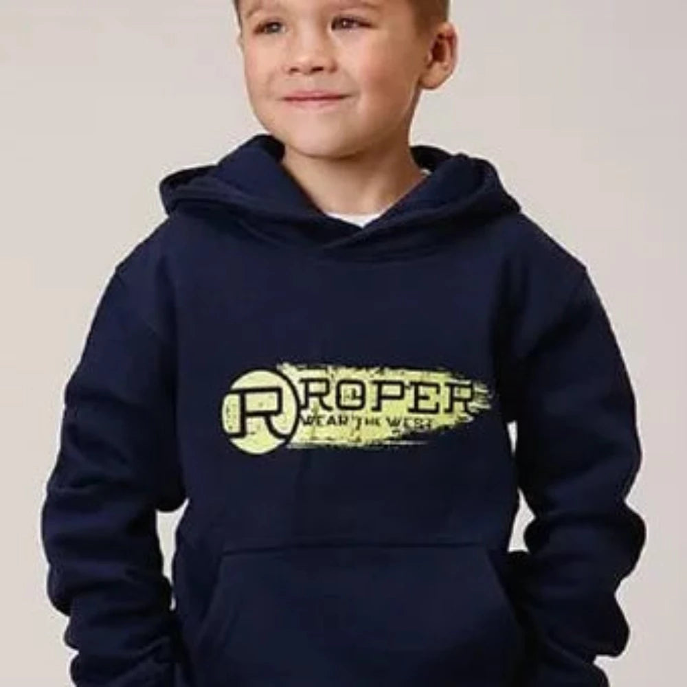 Youth Boy's Navy Blue 'ROPER WEAR THE WEST' HOODIE HOODED SWEATSHIRT