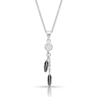 Montana Silversmiths 'Love & Desire' Necklace w/ stone dangling feathers chain