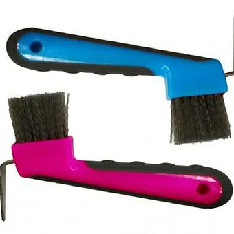 6" long BRUSH HOOF PICK w/ Grip dots on handle