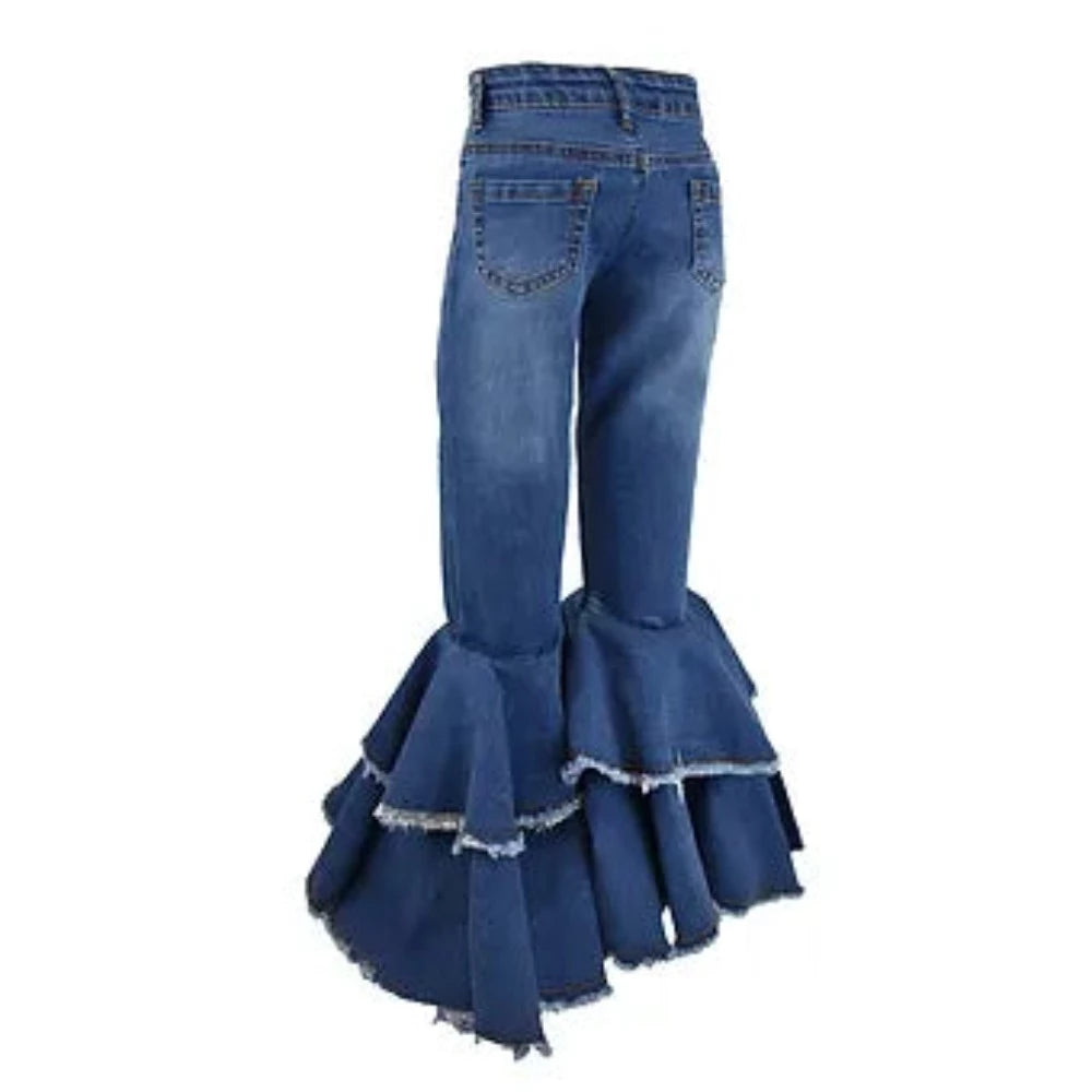 Cowgirl Hardware Girls' Double Ruffle Flare Jeans