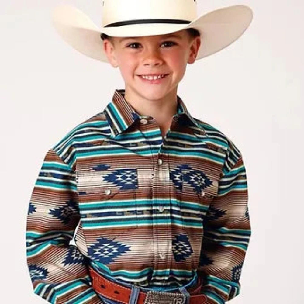 Boy's Roper Aztec Western Long Sleeve Button Up