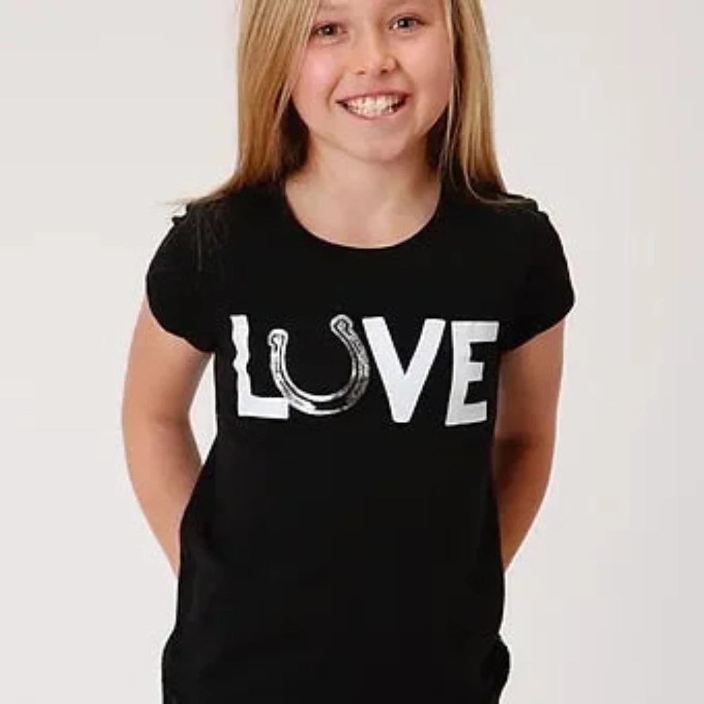 Roper Girl's Short Sleeve Horse Shoe Love T-Shirt