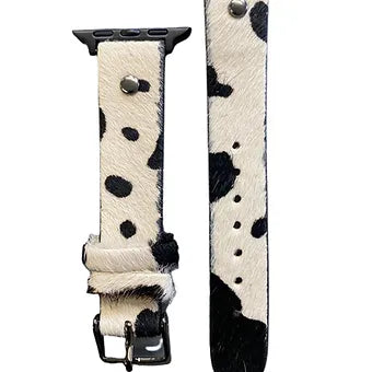 Black & white Hair-On Cowhide Apple Watch band Fits 38/40mm Western cowgirl