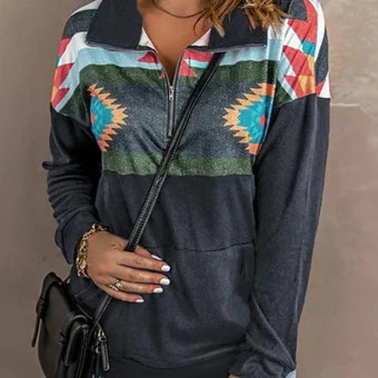 Women's Aztec Print Pullover Sweatshirt