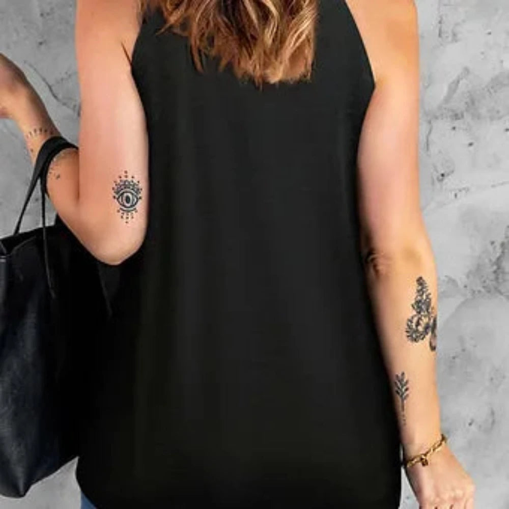Black Casual Western Letter Animal Print Ripped Graphic Tank Top