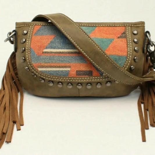 Nocona Belt Co. Women's Aztec Design Crossbody Purse w/ Fringe