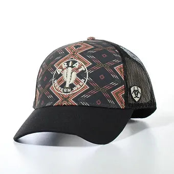 Black SOUTWESTERN CACTUS ARIAT WESTERN BALL CAP Hat