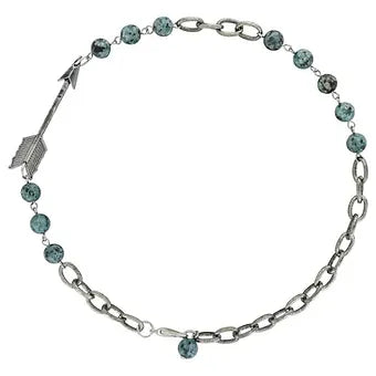 Montana Silversmiths Women's Silver Arrow & Blue Grey Beads Necklace