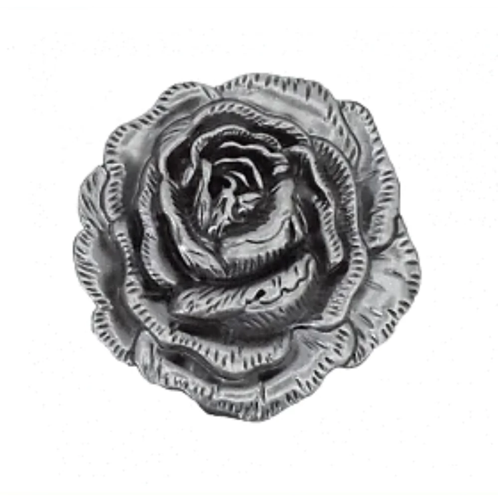 1 1/2" Antique Silver Rose Concho