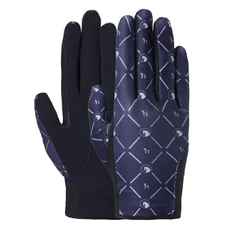Youth kids' Horze Dark blue & black SURE GRIP STRETCHY RIDING GLOVES