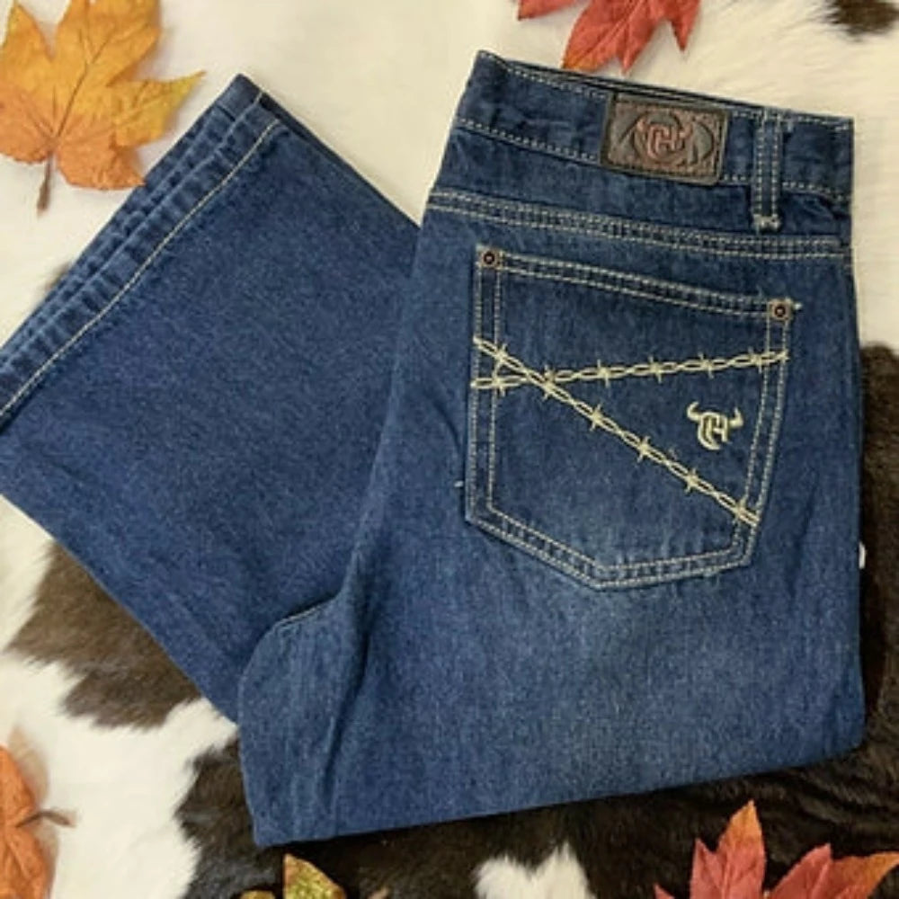 Boy's Medium Wash Cowboy Hardware Jeans w/ Barbed wire