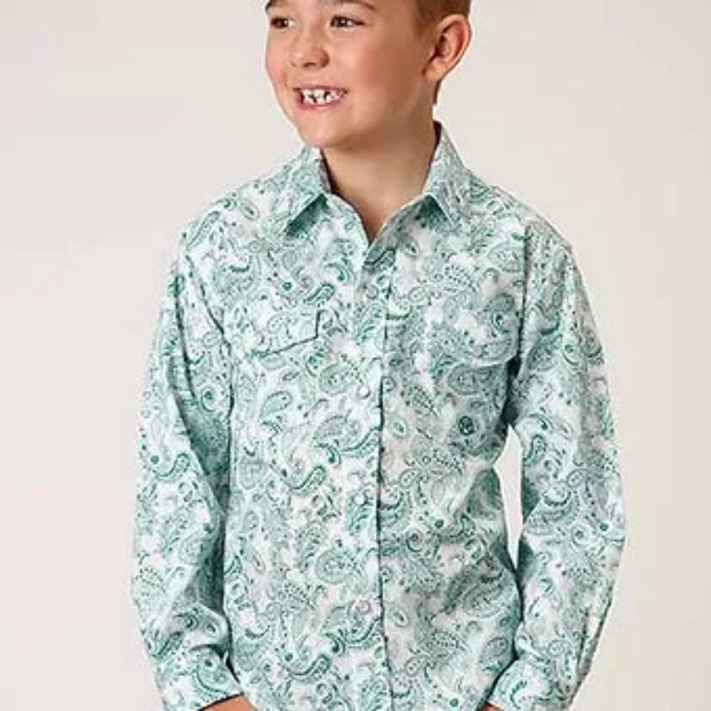 Boy's Roper Jade Paisley Long Sleeve Western Shirt