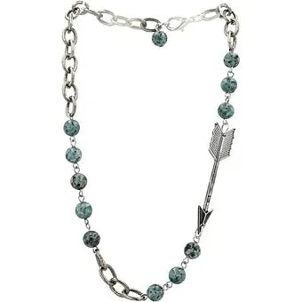 Montana Silversmiths Women's Silver Arrow & Blue Grey Beads Necklace