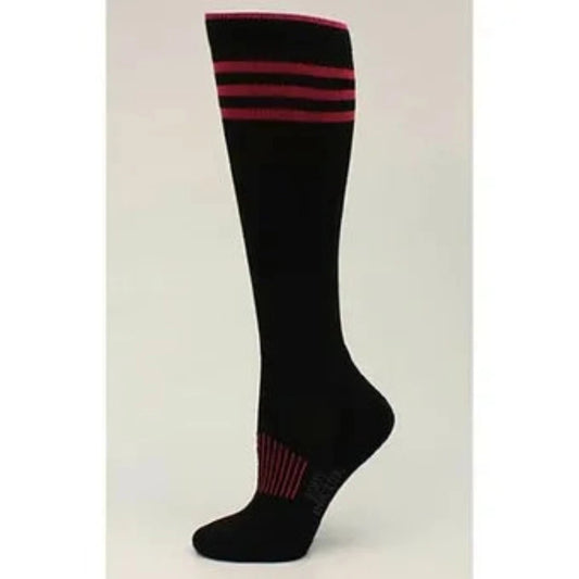 Women's Boot Doctor Black w/ Pink Stripes Socks