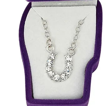 Clear Rhinestone Horseshoe Pendent Necklace