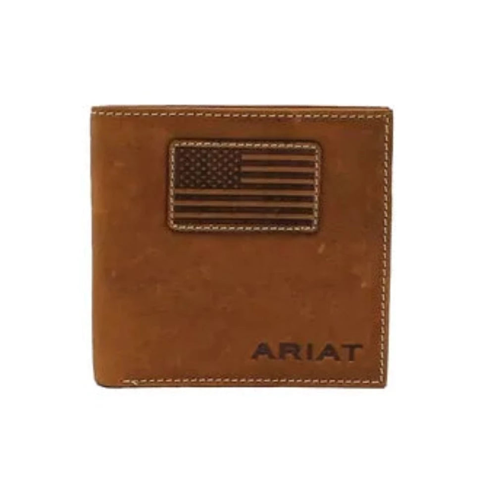 Ariat Bi-fold Genuine Leather USA Flag Wallet