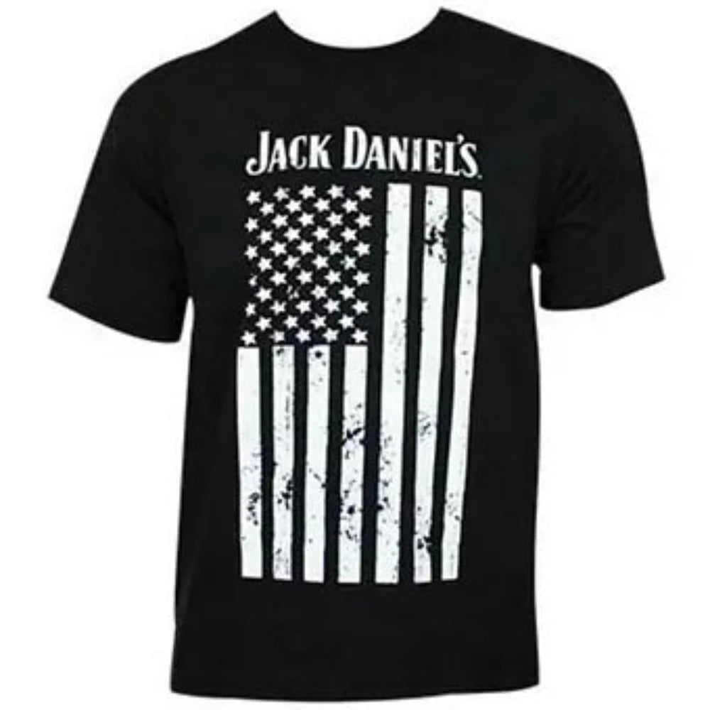 Men's Jack Daniel's Whiskey Black Distressed Flag Shirt