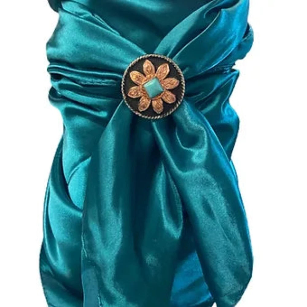 1 1/2" Copper Turquoise Sunflower Concho/Scarf Slide