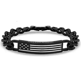 Montana Silversmiths Black Chain 'Freedom Isn't Free' Bracelet