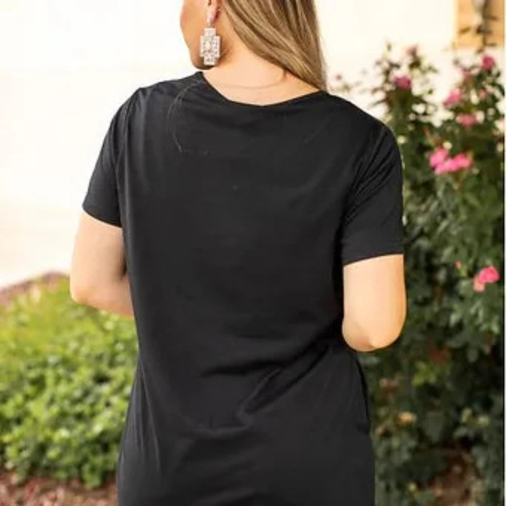 Women's Black Short Sleeve Shirt w/ Side pockets