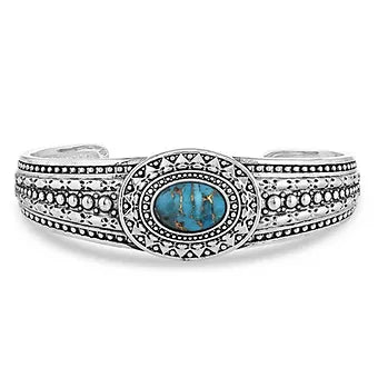 Montana Silversmith Cuff Bracelet w/ Oval turquoise stone