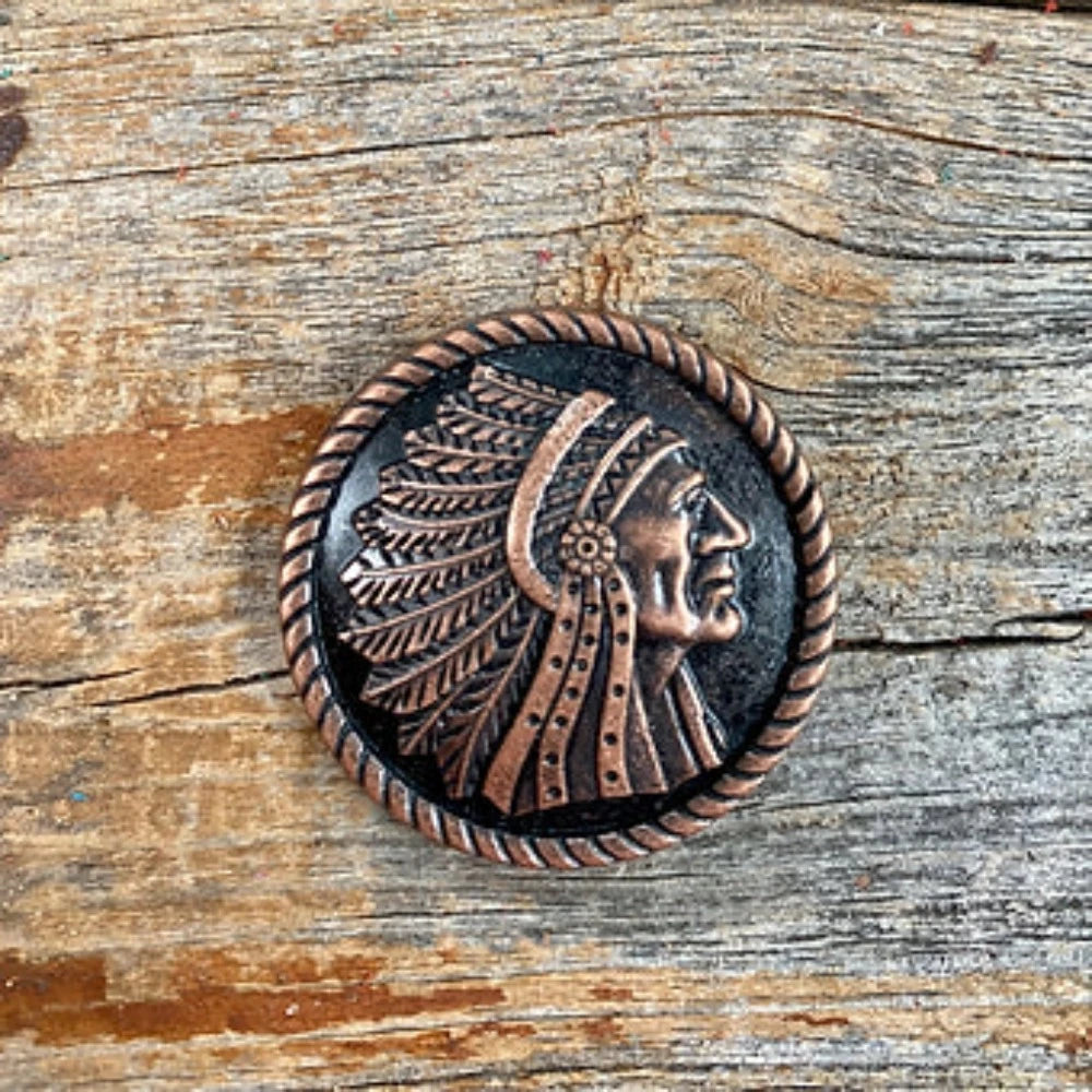 1 1/2" Copper Native American Rope Edge Concho