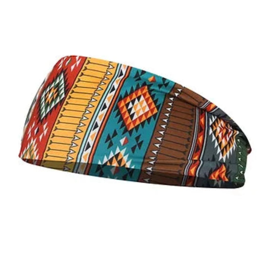 Multi-color Aztec Design Wide Headband