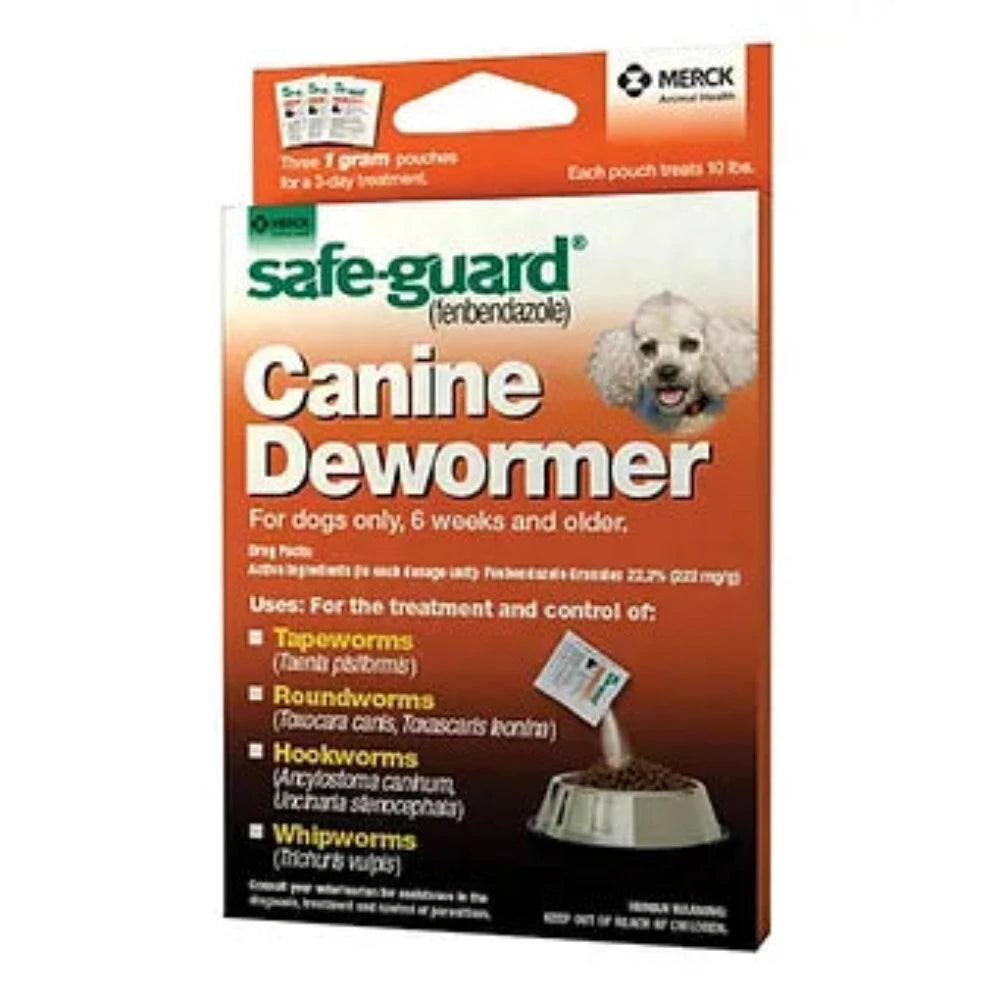 3 pack pouches SAFE-GUARD CANINE DEWORMER For up to 10 lbs