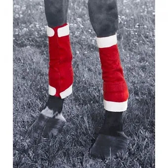 4 pc. Jolly Santa Horse Leg Wraps w/ Pompoms Christmas Parade Costume
